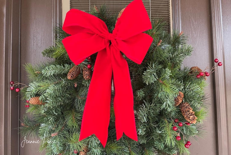 Make a bow with three yards of ribbon