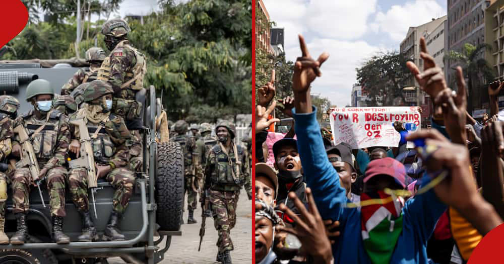 kenyan anti-government protests: peaceful march with kdf soldiers