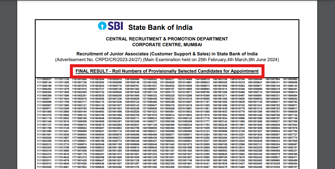 sbi clerk mains result 2024 out at sbi.co.in, here's the direct link: check next steps
