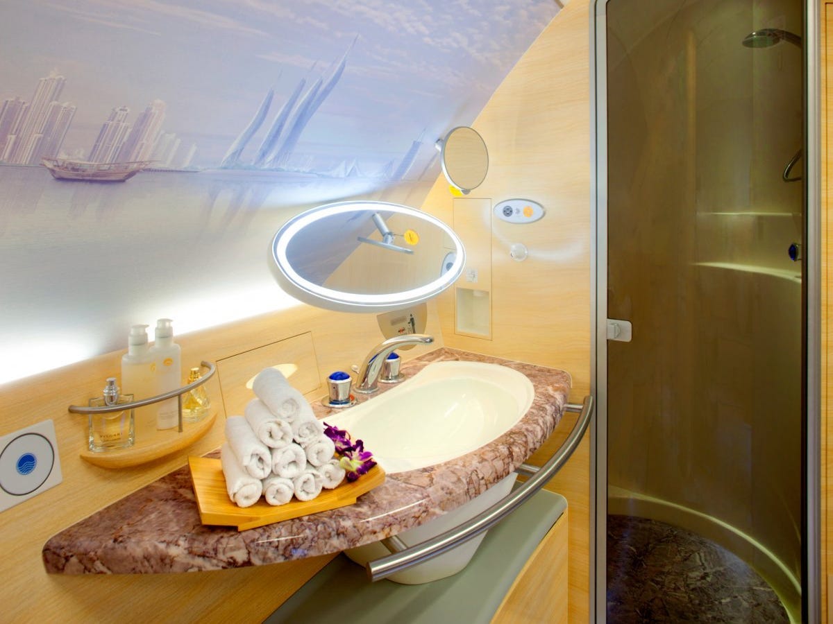 <p>Unlike Emirates and <a href="https://www.businessinsider.com/etihad-airbus-a380-plane-see-inside-economy-business-first-class-2024">Etihad's first-class showers</a>, Singapore does not include one because carrying the water would be a costly added weight.</p>