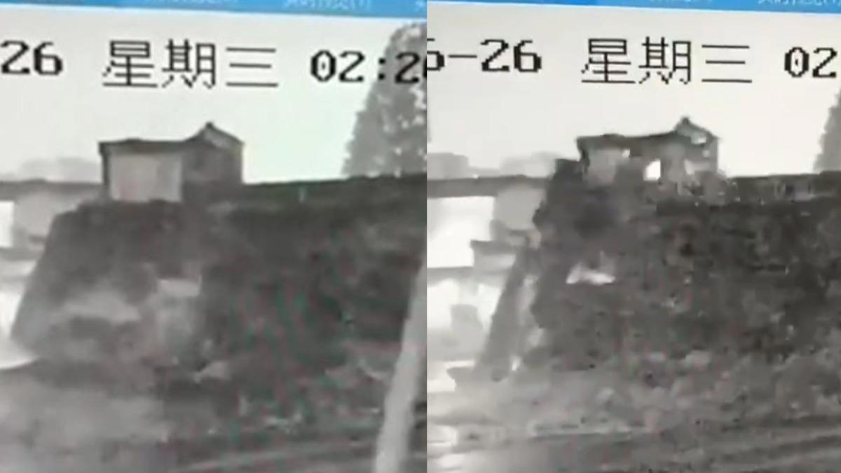 千年古蹟「10秒毀」！浙江古城牆不敵暴雨突崩塌 驚人畫面曝