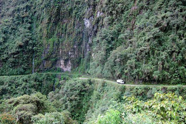<p>In addition to the narrow roads, you have to take into account that there are <em>no</em> guardrails. Yungas Road is steep and has no safety precautions. Falling off of it leads to <strong>a chilling drop of 2,000 feet. </strong>Of course, it's even more dangerous when the weather is bad.</p>