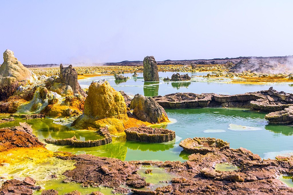 <p><strong>Location: </strong>Ethiopia</p>  <p>The Danakil Depression in Ethiopia looks like it's straight out of your favorite science fiction or fantasy novel. It's been referred to as a <strong>"a gateway to hell"</strong> and "land of death." But despite these terrifying labels, it's still one of the country's most popular attractions.</p>