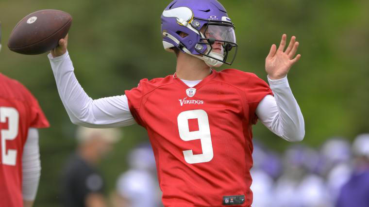 video surfaces of j.j. mccarthy throwing passes to former vikings wr
