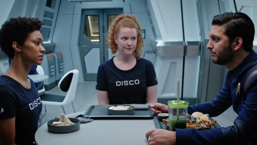<p>Just what humorous lines was Mary Wiseman coming up with in this Star Trek episode? We can only speculate, but she almost certainly improvised much of Tilly’s nervous reaction to meeting Michael Burnham (the famous mutineer who became Tilly’s roommate) for the first time. </p><p>This dialogue includes Tilly’s happiness at actually having a roommate (which she calls “an automatic built-in friend”) and her sheepish admission to Burnham: “I’m trying to decide if I should tell you that you took my bed.”</p>