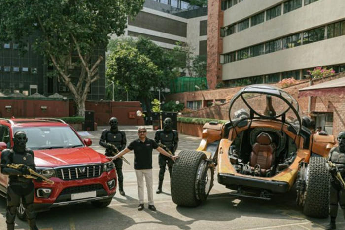 watch: anand mahindra takes the futuristic bujji from kalki 2898 ad for a test drive