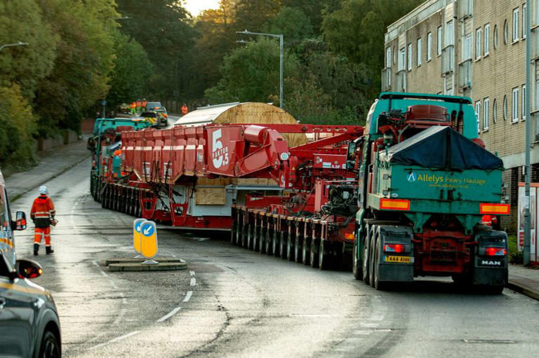 A file image of a turbine being transported through the East of England