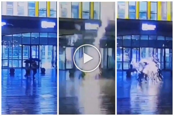 kamera zeichnet auf, wie ein blitz zwei menschen unter einem regenschirm trifft: schockierendes video