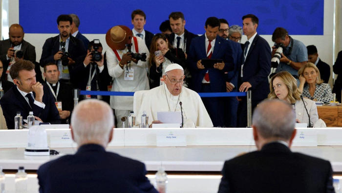 pope francis warns of ai in first-ever g-7 papal address, urges 'safeguards' for 'proper human control'