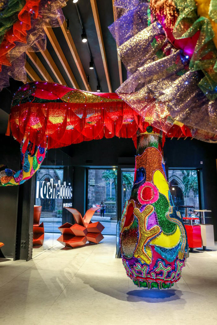 amazon, artist joana vasconcelos, known for spectacular dior installations, transforms roche bobois on madison avenue