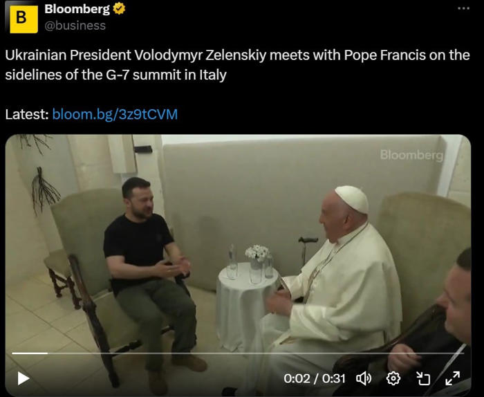 presiden ukraina zelensky bertemu dengan paus fransiskus di sela ktt g7 italia
