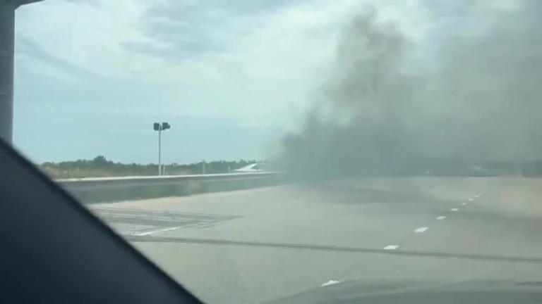 Single-vehicle crash on Highway 281 causes car fire