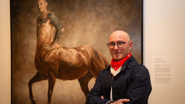 abc classic presenter ed le brocq's portrait 'i am a centaur' by jaq grantford a finalist in 2024 archibald prize