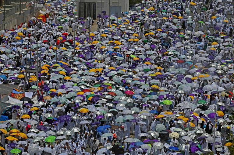 les fidèles musulmans sur le mont arafat, étape phare du hajj