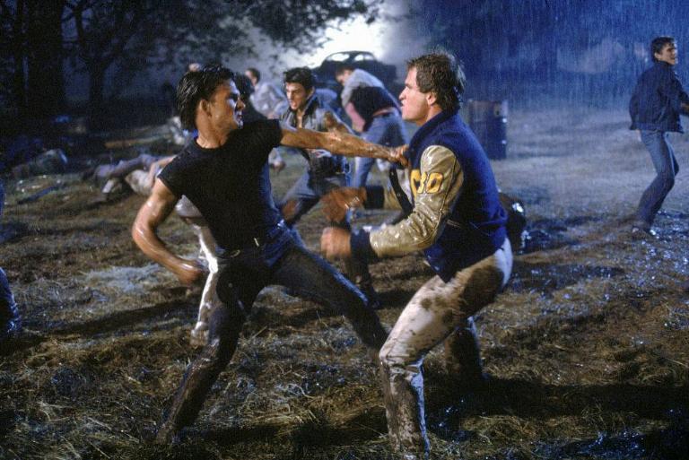 <p>A few different actors were hurt by accident when making the movie, with most of them taking place during the rumble scene in the rain. One of the most notable of these accidents occurred during the first punch thrown in the fight. </p> <p>C. Thomas Howell commented, "There was this stunt man at the very start who slipped and punched me right in the face. That wasn't supposed to happen. So the scene I had prepared for ended up being Matt Dillon dragging me off." Some of the other actors also took small injuries during the fight as there had already been pent up anger between the "Socs" and the "Greasers" behind the scenes. </p>