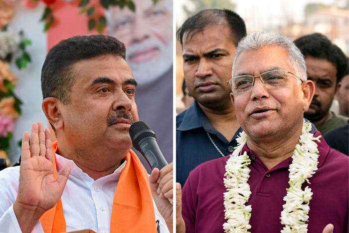 knives out? all eyes on dilip ghosh vs suvendu adhikari in bengal bjp's first post-results meet today