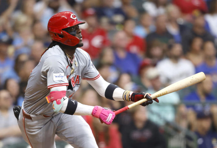 friedl and candelario homer off peralta as reds edge brewers 6-5