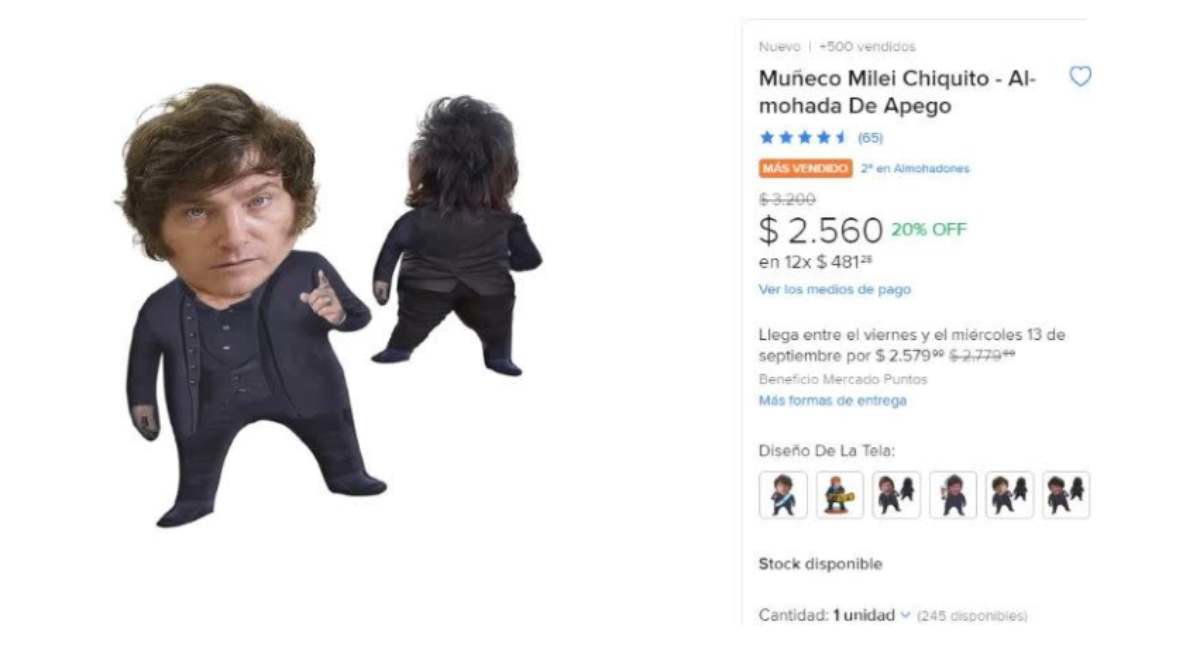 milei arrasa también en merchandising: muñecos con motosierra, pelucas o caretas con su rostro