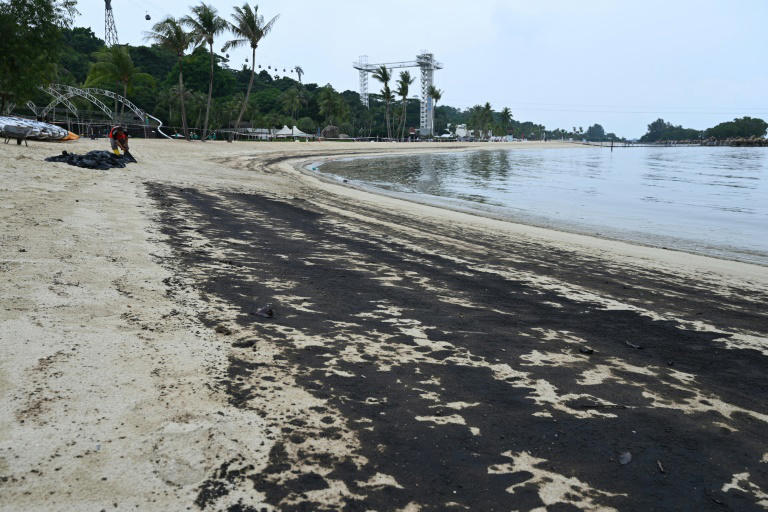 singapore's sentosa island beaches closed due to oil spill