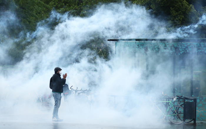 protests against hard-right turn violent in france