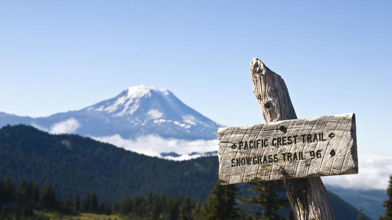 a sign on Mt. Adams on the Pacific Crest Trail