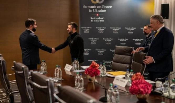 presidente gabriel boric sostiene bilateral con volodimir zelinski previo a la cumbre para la paz en ucrania