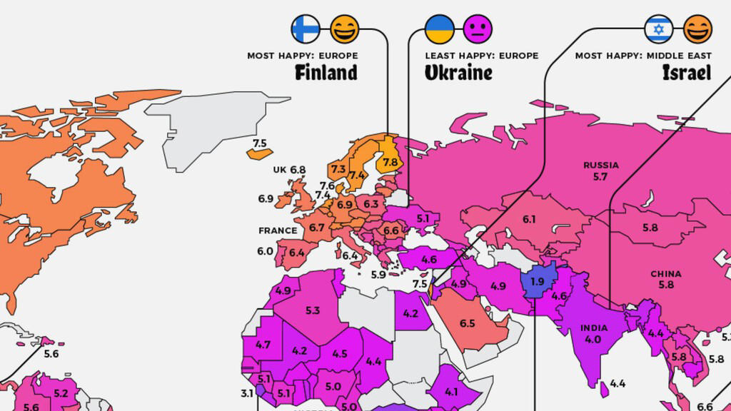 este mapa te muestra cuáles son los países más felices y los más tristes: méxico se salva de panzazo