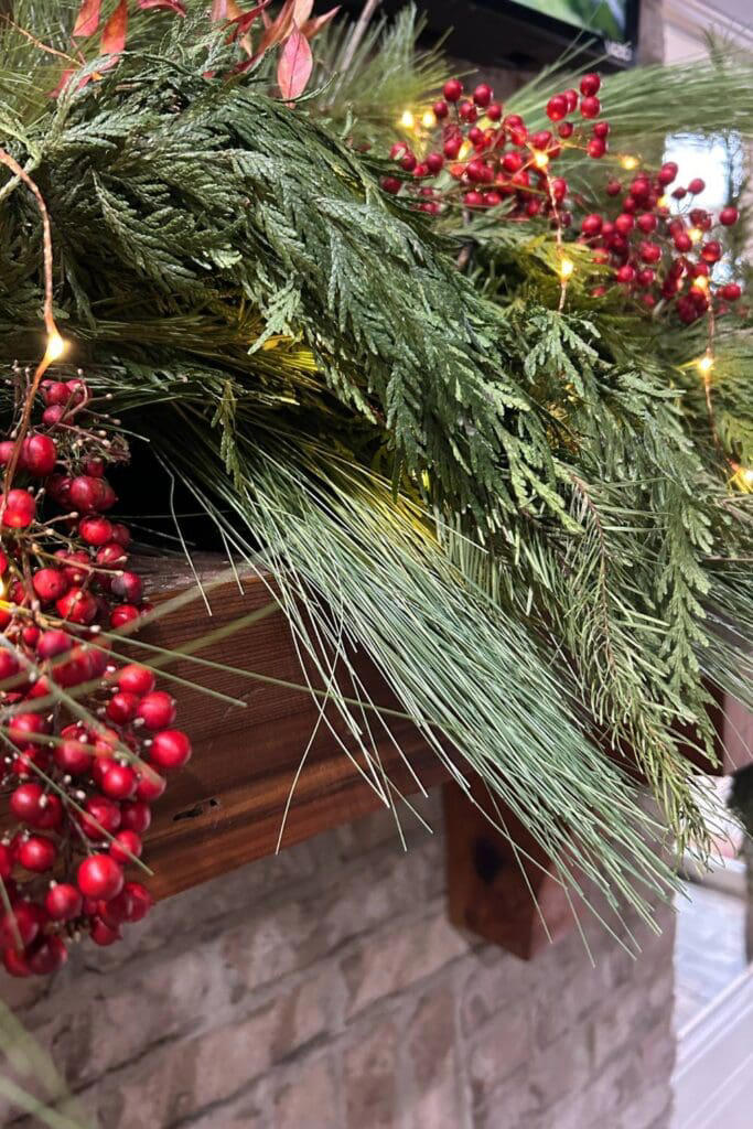 Winter mantel mix: Fresh cedar & faux pine