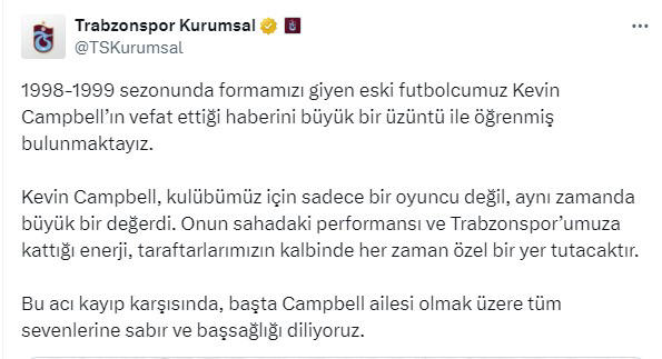 trabzonspor'un eski futbolcusu kevin campbell hayatını kaybetti