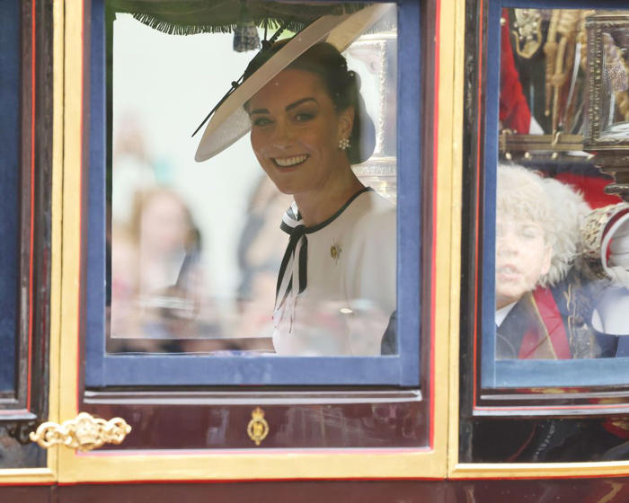 the princess of wales looks to british fashion for her trooping appearance