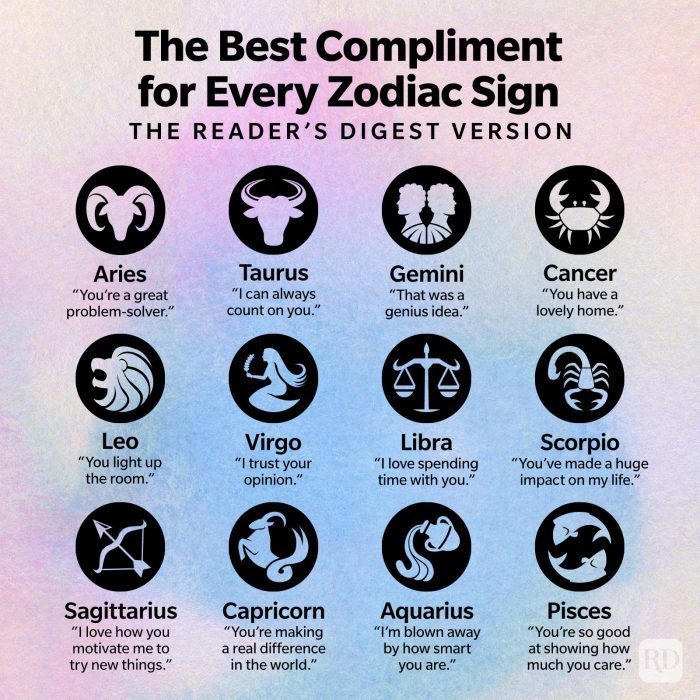 the best compliment for every zodiac sign