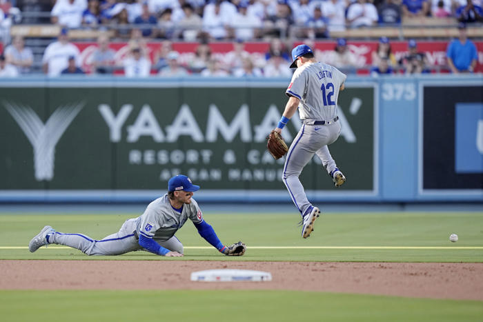 melendez hits grand slam on 12th pitch, royals beat dodgers 7-2 as yamamoto leaves early