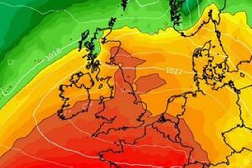 uk weather: exact date maps turn red as north african plume brings 29c scorcher