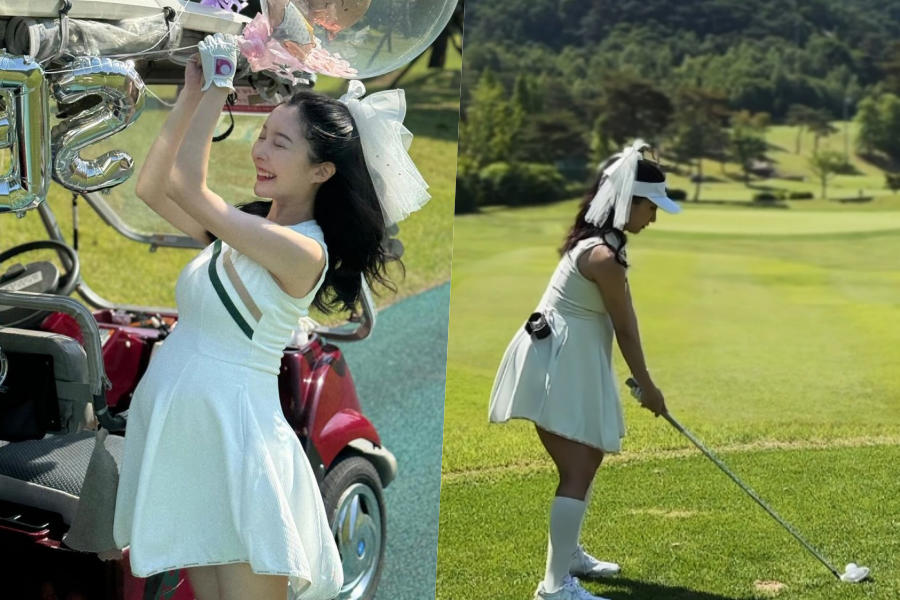 イ・ジフンの妻アヤネさん、妊婦のゴルフ・ラウンド…大きなお腹さえ隠せばゴルフウエアのモデルみたい