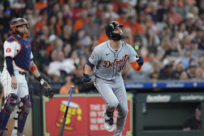 greene homers twice and has a career-best 6 rbis as tigers rout astros 13-5