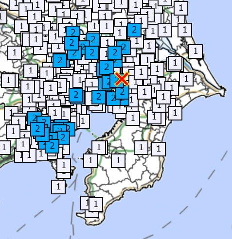 【速報】千葉県北西部で地震 市川や柏、野田で震度2 m4.2