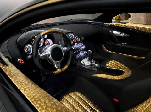 The Interior of the Golden Bugatti Veyron