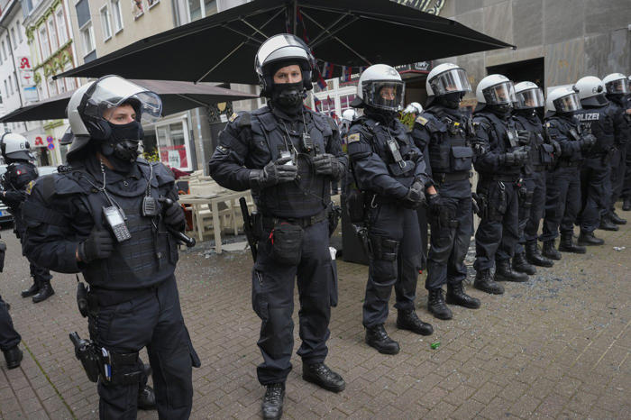 german police intervene to stem clashes between england and serbia fans before euro 2024 match