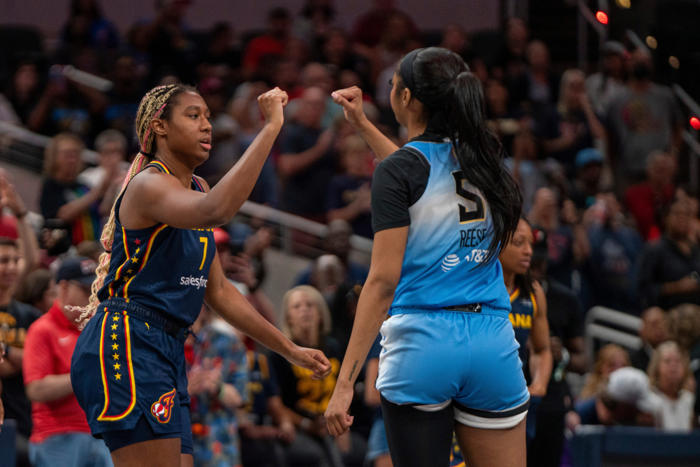 aliyah boston calls out angel reese after flagrant foul on caitlin clark
