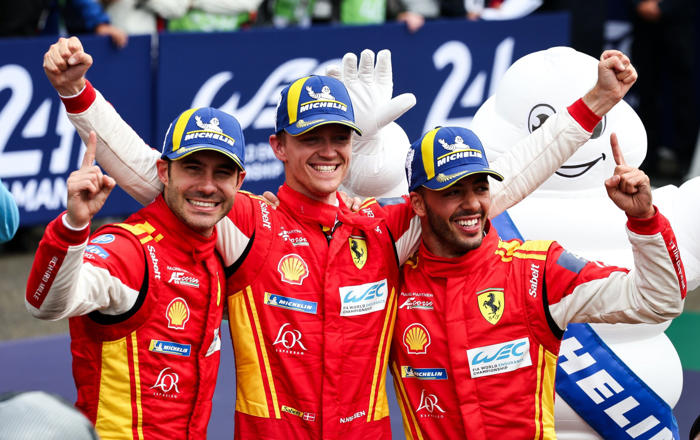 ferrari win at le mans after holding off toyota
