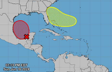 Tropical depression or season’s first tropical storm likely to form in southwestern Gulf, while system could emerge near Bahamas<br><br>