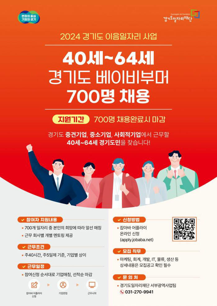 경기도·경기도일자리재단, 이음일자리 참여자 700명 모집