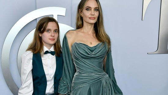 Vivienne Jolie-Pitt, left, and Angelina Jolie arrive at the 77th Tony Awards on Sunday, June 16, 2024, in New York. (Photo by Evan Agostini/Invision/AP)