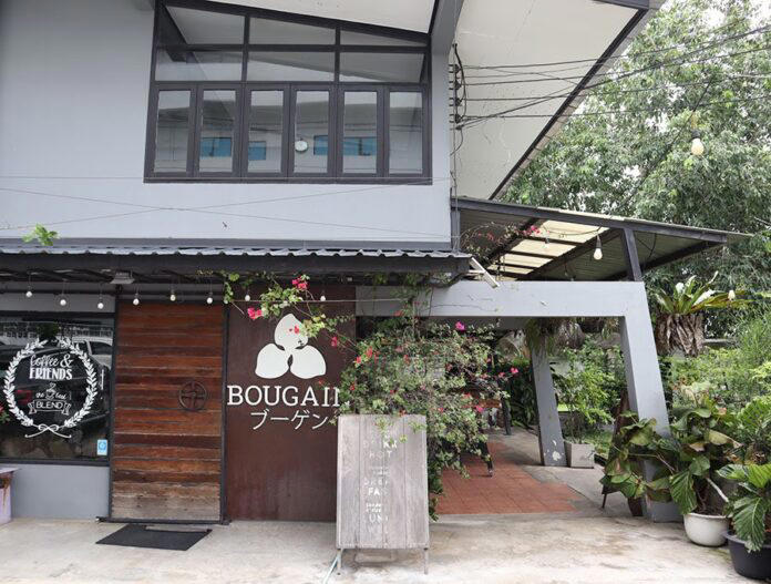 Bougain Café ร้านกาแฟที่โอบล้อมด้วยธรรมชาติ ต้นเฟื่องฟ้า และเป็ดคอลดั๊ก