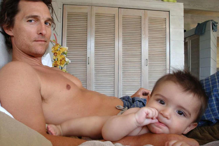 matthew mcconaughey celebrated by son levi in cute baby throwback pic: ‘still hanging with dad’