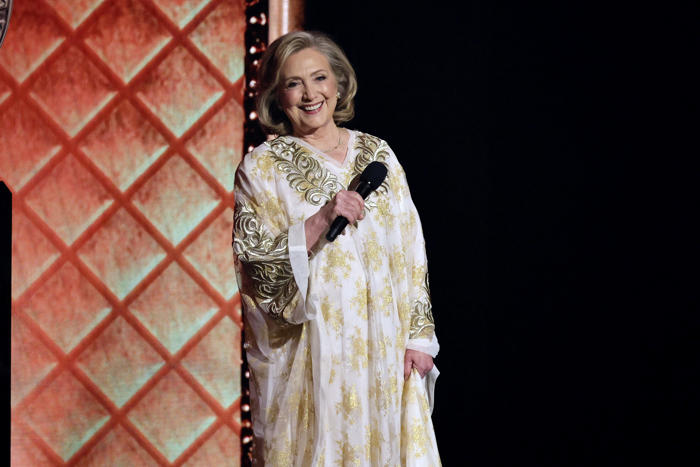 hillary clinton gets standing ovation in surprise appearance at tonys: 'very special'