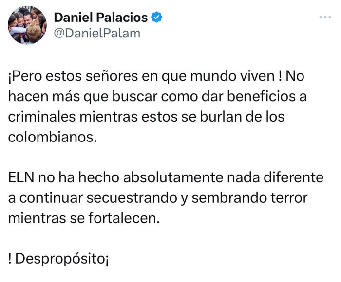 daniel palacios estalló contra petro por ‘plan’ para que la ue saque al eln de lista de terroristas: “se burlan de los colombianos”