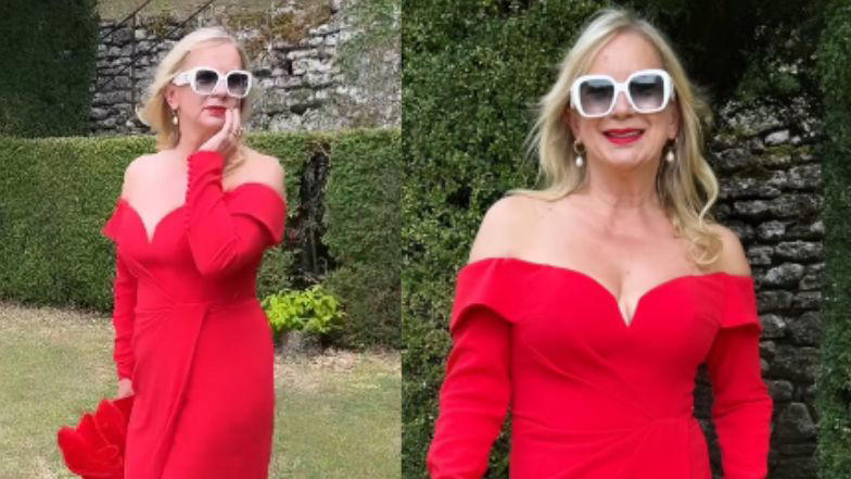 marzena rogalska zadaje szyku na weselu w krwistoczerwonej sukni. fani pod wrażeniem: 