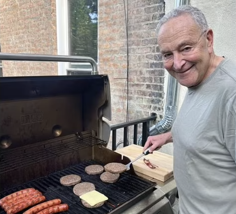 Chuck Schumer Deletes Post After Getting Ruthlessly Mocked For Psychotic  Burger Grilling Technique