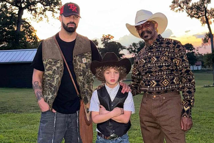 drake celebrates 'three generations' of dads as he poses with son adonis and his dad dennis on father's day